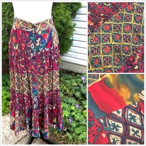 Multicolor Mixed Print Button-Front Midi Skirt – Teal, Mustard & More